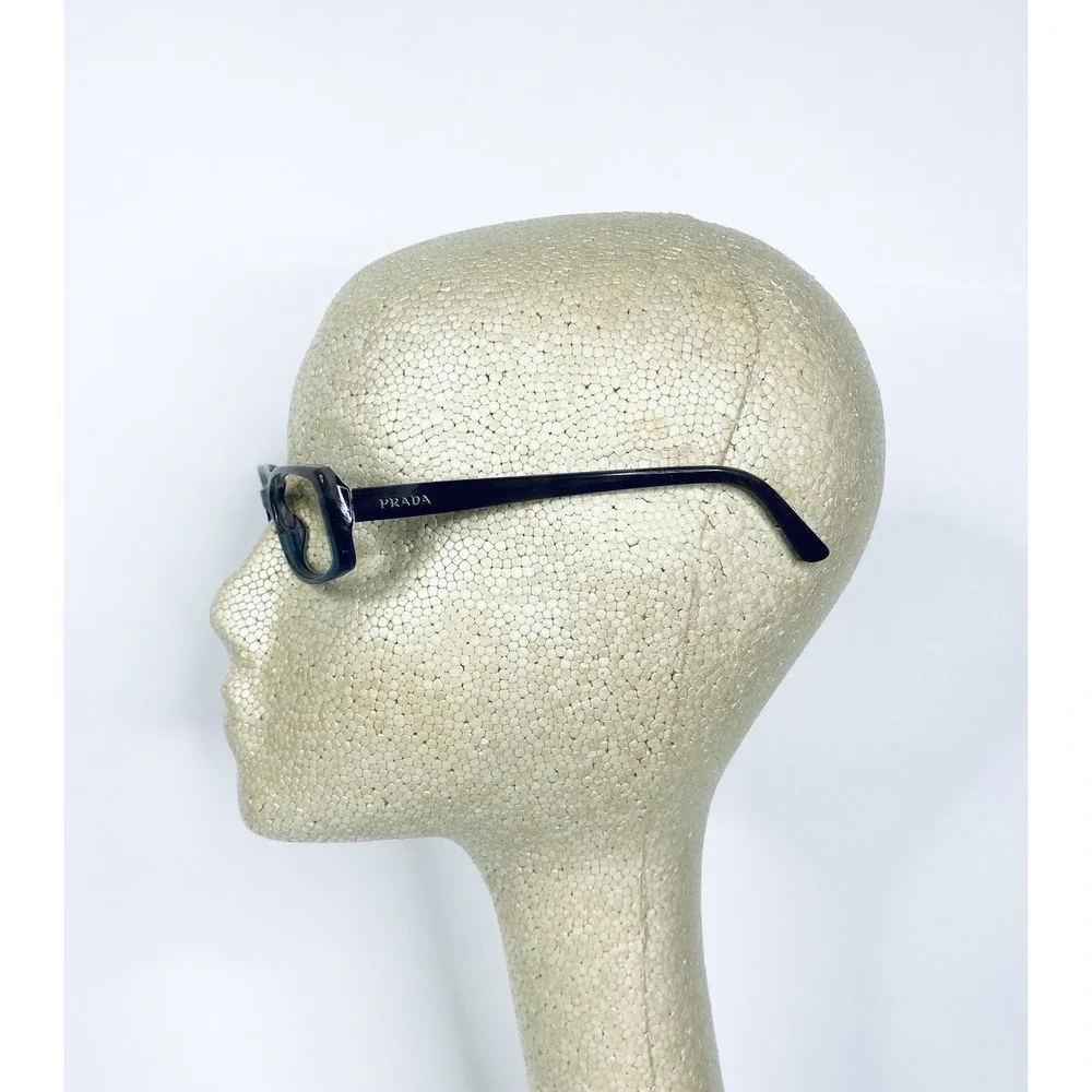 Prada Smoke Gray Wood Grain Blue Clear Glasses Blue Grey Temples Italy 51 15 135